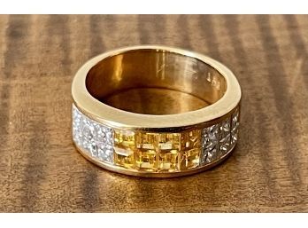 18k Gold 750 1.58 Carat Diamond 1.3 Carat Topaz Ring Size 6.25 - 8.2 Grams