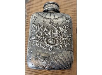 Antique Victorian Repousse Derby Silver Plate Co. No. 1817 Flask