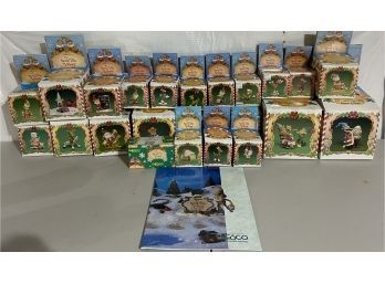 Large Lot Of Enesco North Pole Village Collection With Original Boxes