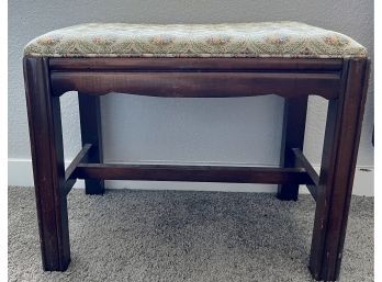 Vintage Wood Bench With Tapestry Seat