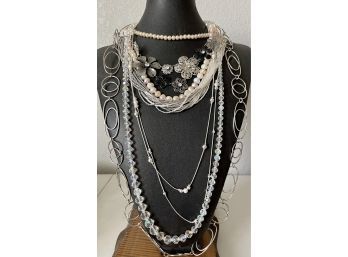 Collection Of Faux Pearl - Silver Tone And Aurora Borealis Necklaces - Coldwater Creek - Deltah Faux Pearls