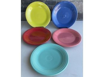 (5) 10.5 Inch Post 1986 Assorted Color Fiesta Ware Plates