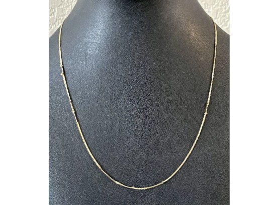 Dainty 18K Gold Necklace Italy 2.0 Grams 17' Long  Has Kinks In Chain  (as Is)