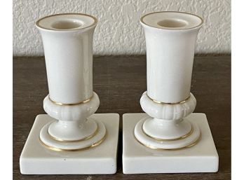 (2) Cream With Gold Trim Lenox Candle Holders (2 Of 2)