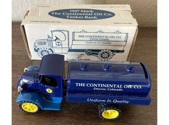 1927 Mack The Continental Oil Co. Tanker Bank With Original Box & Key