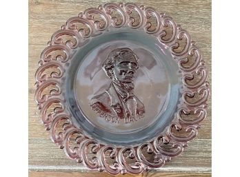 Jefferson Davis Commemorative Purple Glass Plate By L.E. Smith