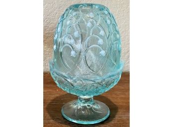 (1) Fenton Lily Of The Valley Blue Carnival Opalescent Two Piece Fairy Lamp (#2)