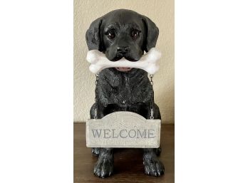 Home Trends Resin Black Labrador Welcome Dog With Reversible Sign
