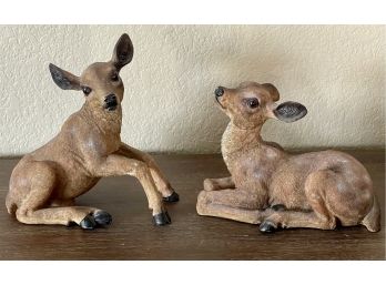 Pair Of Small Fantastic Craft Resin Deer