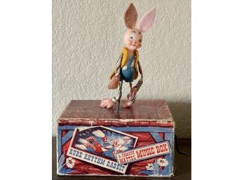 Rube Rhythm Rabbit Animated Winding Dancing Rabbit Music Box By Mattel Works