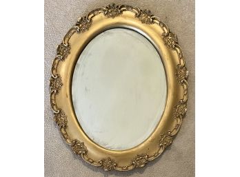 Gorgeous Antique Oval Mirror With Ornate Gold Frame