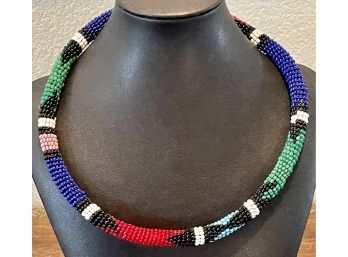 Native American Seed Bead Multi Color Choker Necklace