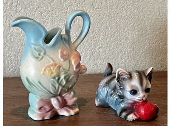Hull Art USA Bowknot With Vintage Ceramic Cat
