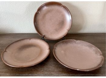 (3) Vintage Brown Frankoma 10' Pottery Dinner Plates 5F