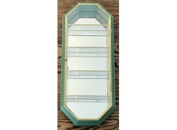 Show Castles By STUDIOART Vintage Green & Brass Trim Wall Curio Cabinet Shadowbox Mirror Back