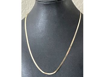 14K Gold Vintage 2mm Herringbone Necklace Made In Italy Signed 14kt OR (Oristano) A02  2.35 Grams
