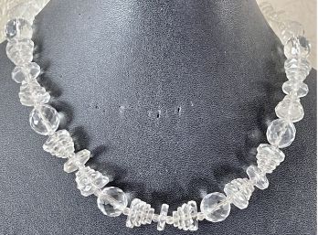 Antique Art Deco  Graduated Rock Crystal Cut Faceted Crystal Bead Necklace