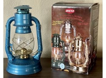 Dietz #8 Blue & Brass Oil Burning Lantern With Original Box