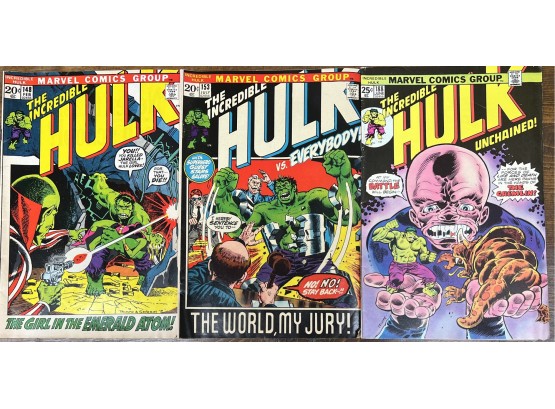 Marvel Comics Group The Incredible Hulk 148, 153, & 188 1970s