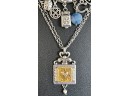 2 Vintage Brighton Necklaces (1) Charms With Locket And (1) The Heart Is Heroic Pendant