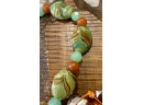 (3) Art Glass Bead Necklaces With Metal Accent Beads And Swirl Glass Beads