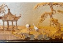 Chinese 3d Diorama Shadow Box Carved Pagoda Scene With Black Lacquer Base