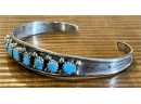 Vintage Elton Cadmon Navajo Sterling Silver And Turquoise Stone Cuff Bracelet 9.3 Grams