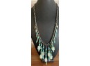 (3) Gorgeous Turquoise - Bead And Silver Tone Statement Necklaces