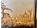 Chinese 3d Diorama Shadow Box Carved Pagoda Scene With Black Lacquer Base
