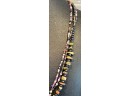 (1) 20' Unakite Jasper Stone Bead Necklace And (1) 44' Seed Bead Necklace