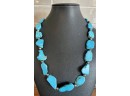 (3) Gorgeous Turquoise - Bead And Silver Tone Statement Necklaces