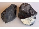 (2) Pieces Of Obsidian With Shell Specimen