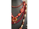 (4) Vintage Stone Necklaces - Chico's Carnelian Flower - Carnelian Round Bead - Stone & Heishi Bead  & More