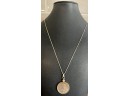 14K Gold 20' Italy Box Chain Necklace W Susan B Anthony Bicentennial Coin Pendant 3.9 Grams Necklace Only