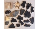 (19) Assorted Pieces Of Mineral Slices - Obsidian, Jasper, Petrified Wood, And More