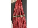 Chic Red Seed Bead And Brass Bead Statement Necklace