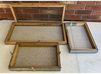 (4) Vintage Assorted Size Wood And Metal Mesh Sifters
