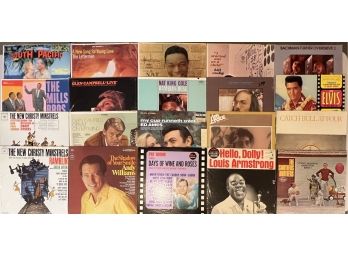 (20) Assorted Vintage Vinyl Albums - Nat King Cole, Louis Armstrong, Andy Williams, Elvis, & More