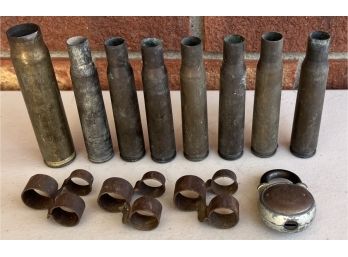 Vintage 20MM And .50 Cal Shell Casings With Steel 101 Padlock