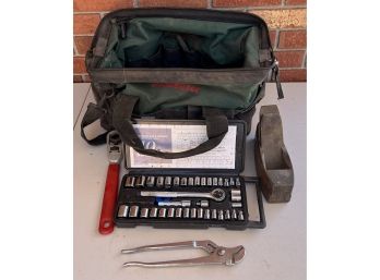 Prosource Tool Bag With Assorted Hand Tools - Antique Planers, Complete Socket Set, & More