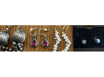 Firefly La Dolce Vita Earrings - Sterling Silver Ribbed Balls - Fresh Water Pearls & Stone And Sterling Studs