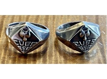 (2) Sterling Silver Cubs Scout Rings ' Cubs BSA' Size 5 - 7.5 Grams Total