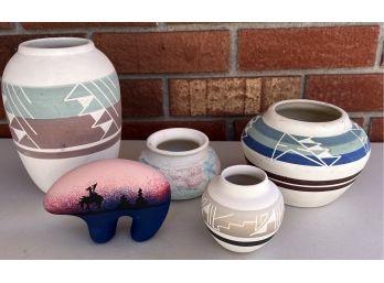 Hand Made Pottery Lot - Sioux, Navajo, & Alaska