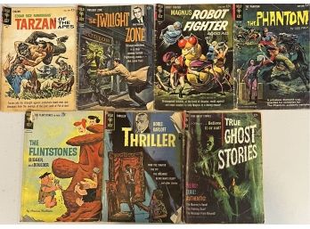 (7) 1960's Gold Key Comics - Thriller, Filnstones, Tarzan, And More (as Is)