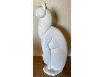 Vintage Haeger Life Sized Winking Cat Figurine. Haeger White Ceramic Statue (as Is)