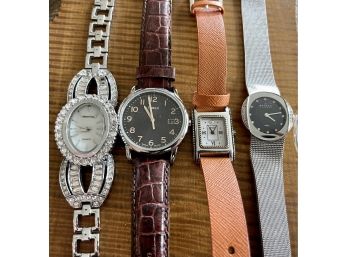 (4) Watches - Skagen Denmark Silver Tone Steel, Brighton Jefferson, Timex, And Alias Kim