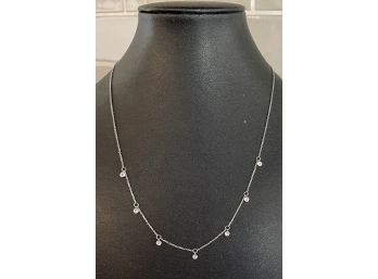 Delicate 14k White Gold And Diamond 18' Necklace - 2.2 Grams