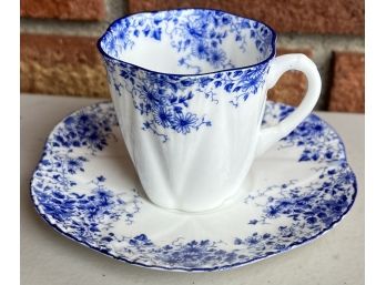 Vintage Shelley England Fine Bone China Dainty Blue Teacup & Saucer