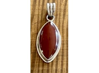 Sterling Silver And Carnelian Pendant - 13.5 Grams Total