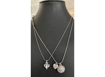 (2) Brighton Necklaces - Bird Of Peace, It's Time Heart Pendant